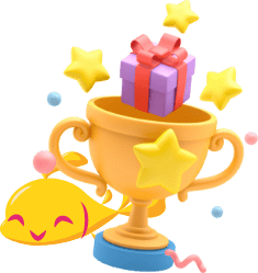 WishMo with a trophie